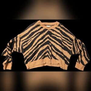 American Eagle Outfitters Black and Tan Knit Sweater